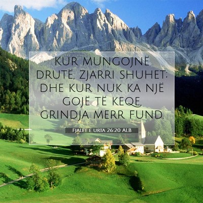 Picture 07 - Fjalët e urta 26:20 ALB - Kur mungojnë drutë, zjarri shuhet; dhe kur nuk - Bible Verse Picture