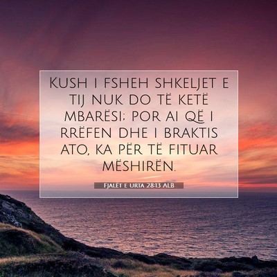 Picture 07 - Fjalët e urta 28:13 ALB - Kush i fsheh shkeljet e tij nuk do të ketë - Bible Verse Picture
