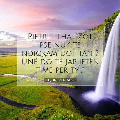 Picture 07 - Gjoni 13:37 ALB - Pjetri i tha: “Zot, pse nuk të ndiqkam dot - Bible Verse Picture