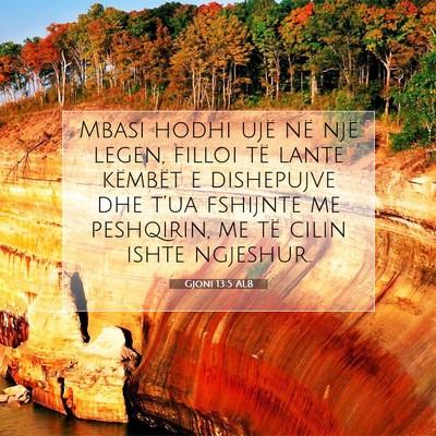 Picture 07 - Gjoni 13:5 ALB - Mbasi hodhi ujë në një legen, filloi të lante - Bible Verse Picture