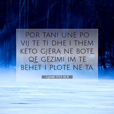 Picture 07 - Gjoni 17:13 ALB - Por tani unë po vij te ti dhe i them këto - Bible Verse Picture