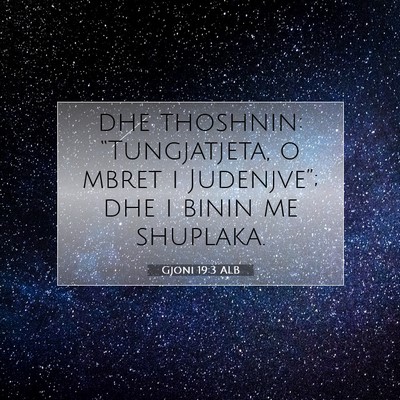Picture 07 - Gjoni 19:3 ALB - dhe thoshnin: “Tungjatjeta, o mbret i - Bible Verse Picture