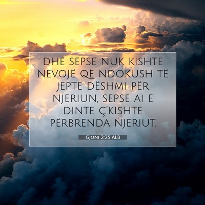 Picture 07 - Gjoni 2:25 ALB - dhe sepse nuk kishte nevojë që ndokush të - Bible Verse Picture