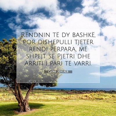 Picture 07 - Gjoni 20:4 ALB - Rendnin të dy bashkë, por dishepulli tjetër - Bible Verse Picture