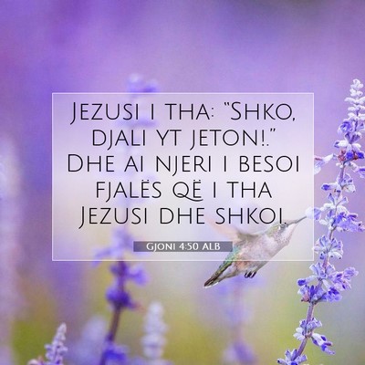 Picture 07 - Gjoni 4:50 ALB - Jezusi i tha: “Shko, djali yt jeton!.” Dhe ai - Bible Verse Picture