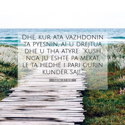 Picture 07 - Gjoni 8:7 ALB - Dhe, kur ata vazhdonin ta pyesnin, ai u drejtua - Bible Verse Picture