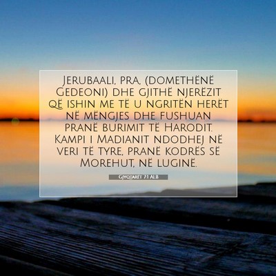 Picture 07 - Gjyqtarët 7:1 ALB - Jerubaali, pra, (domethënë Gedeoni) dhe gjithë - Bible Verse Picture