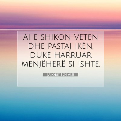 Picture 07 - Jakobit 1:24 ALB - ai e shikon veten dhe pastaj ikën, duke harruar - Bible Verse Picture