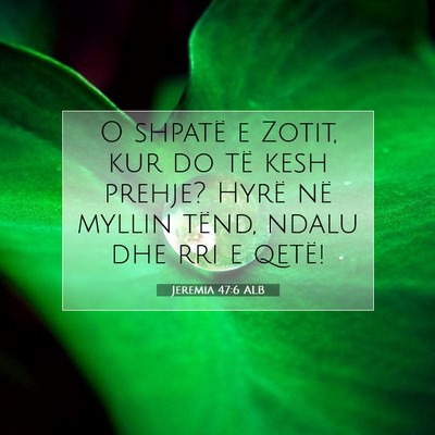 Picture 07 - Jeremia 47:6 ALB - O shpatë e Zotit, kur do të kesh prehje? Hyrë - Bible Verse Picture