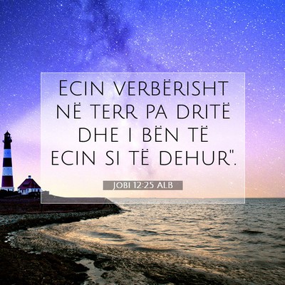 Picture 07 - Jobi 12:25 ALB - Ecin verbërisht në terr pa dritë dhe i bën - Bible Verse Picture