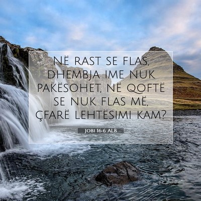 Picture 07 - Jobi 16:6 ALB - Në rast se flas, dhembja ime nuk pakësohet, në - Bible Verse Picture