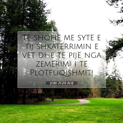 Picture 07 - Jobi 21:20 ALB - Të shohë me sytë e tij shkatërrimin e vet dhe - Bible Verse Picture