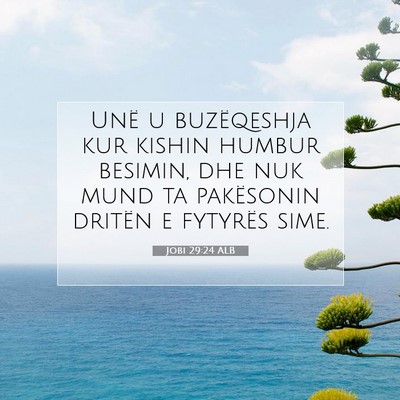Picture 07 - Jobi 29:24 ALB - Unë u buzëqeshja kur kishin humbur besimin, dhe - Bible Verse Picture