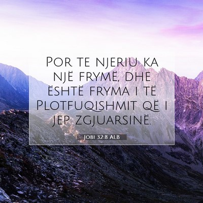 Picture 07 - Jobi 32:8 ALB - Por te njeriu ka një frymë, dhe është fryma i - Bible Verse Picture