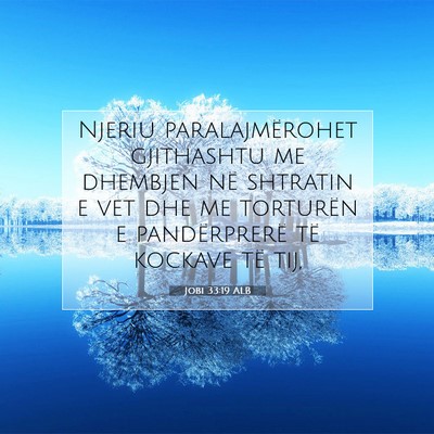Picture 07 - Jobi 33:19 ALB - Njeriu paralajmërohet gjithashtu me dhembjen në - Bible Verse Picture