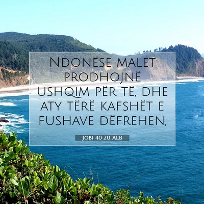Picture 07 - Jobi 40:20 ALB - Ndonëse malet prodhojnë ushqim për të, dhe - Bible Verse Picture