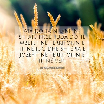 Picture 07 - Jozueu 18:5 ALB - Ata do ta ndanë në shtatë pjesë: Juda do të - Bible Verse Picture