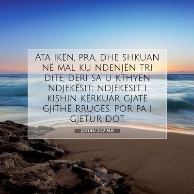 Picture 07 - Jozueu 2:22 ALB - Ata ikën, pra, dhe shkuan në mal ku ndenjën - Bible Verse Picture
