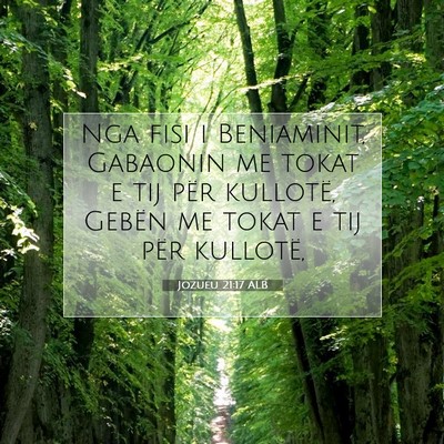 Picture 07 - Jozueu 21:17 ALB - Nga fisi i Beniaminit, Gabaonin me tokat e tij - Bible Verse Picture