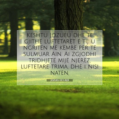 Picture 07 - Jozueu 8:3 ALB - Kështu Jozueu dhe të gjithë luftëtarët e tij - Bible Verse Picture