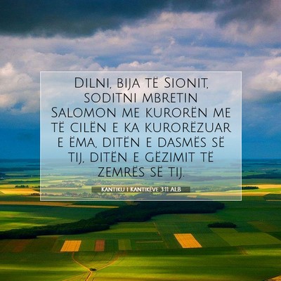 Picture 07 - Kantiku i Kantikëve 3:11 ALB - Dilni, bija të Sionit, soditni mbretin Salomon - Bible Verse Picture