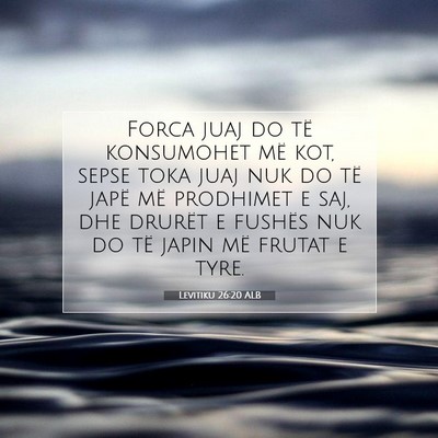 Picture 07 - Levitiku 26:20 ALB - Forca juaj do të konsumohet më kot, sepse toka - Bible Verse Picture