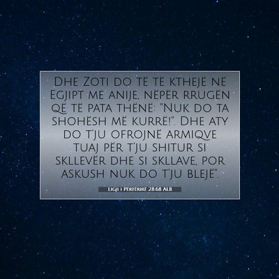 Picture 07 - Ligji i Përtërirë 28:68 ALB - Dhe Zoti do të të kthejë në Egjipt me anije, - Bible Verse Picture