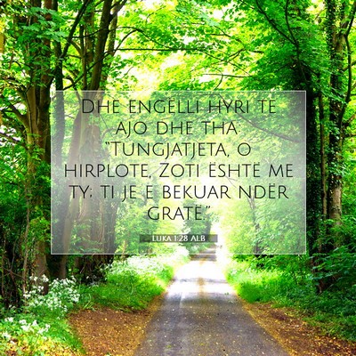 Picture 07 - Luka 1:28 ALB - Dhe engëlli hyri te ajo dhe tha: “Tungjatjeta, - Bible Verse Picture