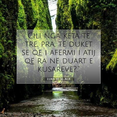 Picture 07 - Luka 10:36 ALB - Cili nga këta të tre, pra, të duket se qe i - Bible Verse Picture
