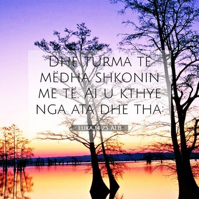 Picture 07 - Luka 14:25 ALB - Dhe turma të mëdha shkonin me të. Ai u kthye - Bible Verse Picture