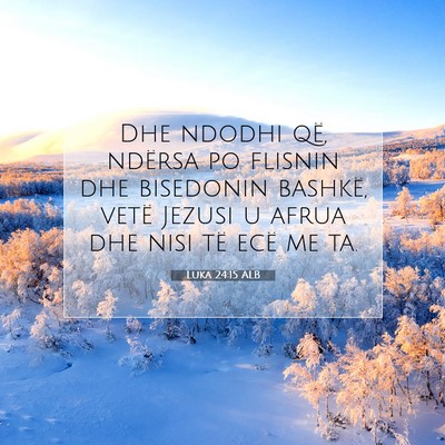 Picture 07 - Luka 24:15 ALB - Dhe ndodhi që, ndërsa po flisnin dhe bisedonin - Bible Verse Picture