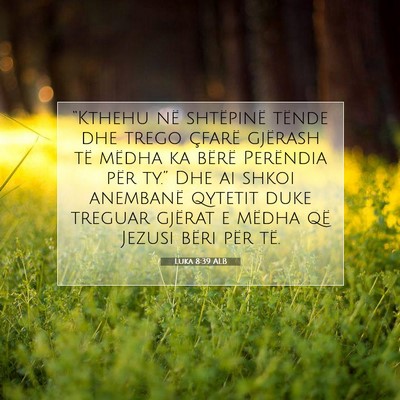 Picture 07 - Luka 8:39 ALB - “Kthehu në shtëpinë tënde dhe trego çfarë - Bible Verse Picture