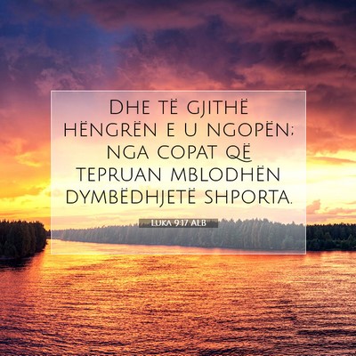Picture 07 - Luka 9:17 ALB - Dhe të gjithë hëngrën e u ngopën; nga copat - Bible Verse Picture