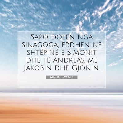 Picture 07 - Marku 1:29 ALB - Sapo dolën nga sinagoga, erdhën në shtëpinë - Bible Verse Picture