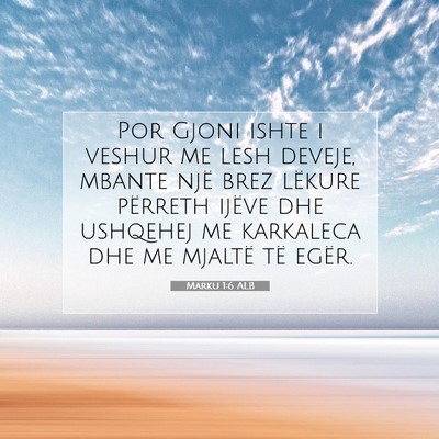 Picture 07 - Marku 1:6 ALB - Por Gjoni ishte i veshur me lesh deveje, mbante - Bible Verse Picture