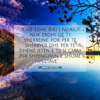 Picture 07 - Marku 10:45 ALB - Sepse edhe Biri i njeriut nuk erdhi që t’i - Bible Verse Picture