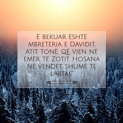 Picture 07 - Marku 11:10 ALB - E bekuar është mbretëria e Davidit, atit - Bible Verse Picture