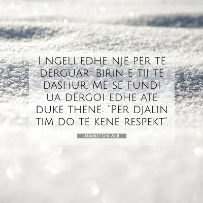 Picture 07 - Marku 12:6 ALB - I ngeli edhe një për të dërguar: birin e tij - Bible Verse Picture