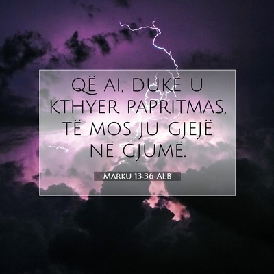 Picture 07 - Marku 13:36 ALB - që ai, duke u kthyer papritmas, të mos ju - Bible Verse Picture