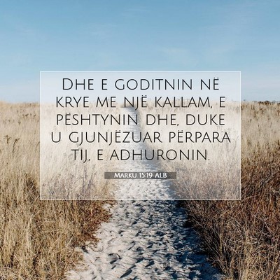 Picture 07 - Marku 15:19 ALB - Dhe e goditnin në krye me një kallam, e - Bible Verse Picture
