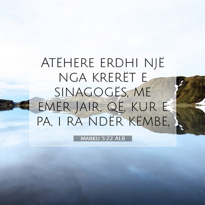 Picture 07 - Marku 5:22 ALB - Atëhere erdhi një nga krerët e sinagogës, me - Bible Verse Picture
