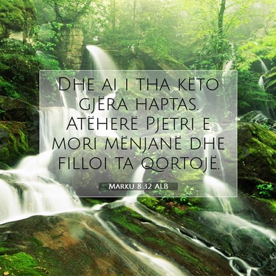 Picture 07 - Marku 8:32 ALB - Dhe ai i tha këto gjëra haptas. Atëherë - Bible Verse Picture