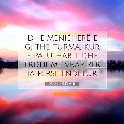 Picture 07 - Marku 9:15 ALB - Dhe menjëherë e gjithë turma, kur e pa, u - Bible Verse Picture