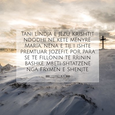Picture 07 - Mateu 1:18 ALB - Tani lindja e Jezu Krishtit ndodhi në këtë - Bible Verse Picture