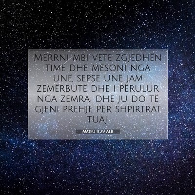 Picture 07 - Mateu 11:29 ALB - Merrni mbi vete zgjedhën time dhe mësoni nga - Bible Verse Picture