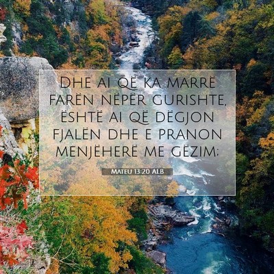 Picture 07 - Mateu 13:20 ALB - Dhe ai që ka marrë farën nëpër gurishte, - Bible Verse Picture