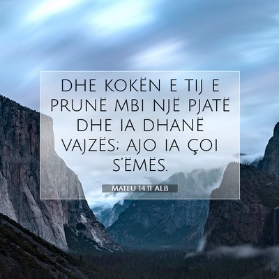 Picture 07 - Mateu 14:11 ALB - dhe kokën e tij e prunë mbi një pjatë dhe ia - Bible Verse Picture