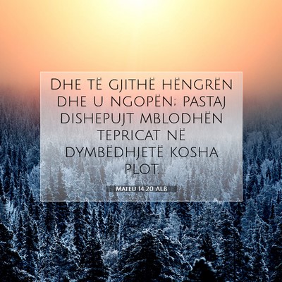 Picture 07 - Mateu 14:20 ALB - Dhe të gjithë hëngrën dhe u ngopën; pastaj - Bible Verse Picture
