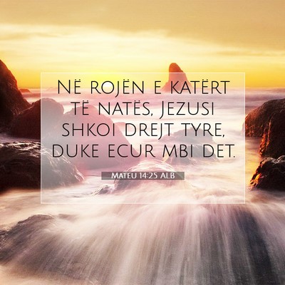 Picture 07 - Mateu 14:25 ALB - Në rojën e katërt të natës, Jezusi shkoi - Bible Verse Picture
