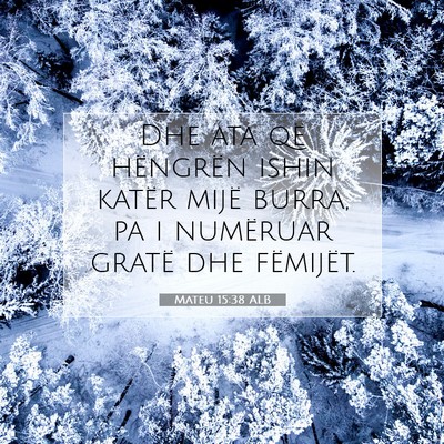 Picture 07 - Mateu 15:38 ALB - Dhe ata që hëngrën ishin katër mijë burra, - Bible Verse Picture